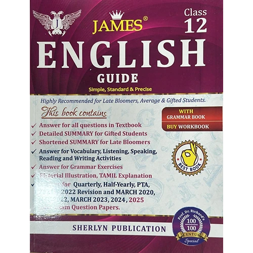 12th James English Guide with Grammar Book & Work Book (2025)