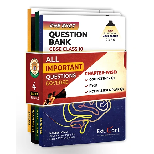 Educart One Shot Question Bank CBSE Class 10 Science, Maths, Social Science & English 2024 (4 books)