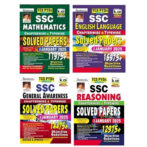 Kiran SSC TCS PYQs Mathematics + English Language + General Awareness + Reasoning (2025-26) Edition