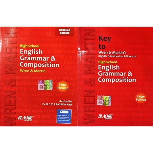 Wren & Martin - High School + Key to English Grammar & Composition - Set of 2 Books, 2023-24