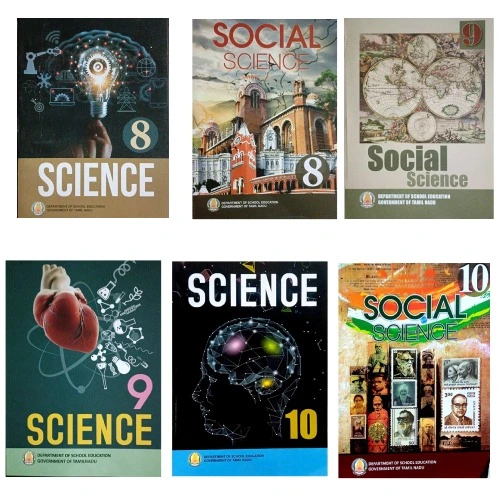 8, 9 & 10th Samacheer Kalvi Science and Social Science Textbooks Set of 6 Books (Tamilnadu Board)