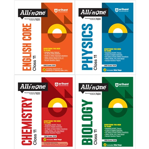 All In One Combo Class 11th Physics, Chemistry, Biology, English Core for CBSE Exam 2025-26 (Set of 4 Books)