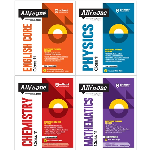All In One Combo Class 11th Physics, Chemistry, Mathematics, English Core for CBSE Exam 2025-26 (Set of 4 Books)
