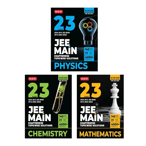 MTG 23 Years JEE MAIN Chapterwise Topicwise (2024-2002) (PYSQs) Physics, Chemistry & Mathematics (Set of 3 Books), 2025