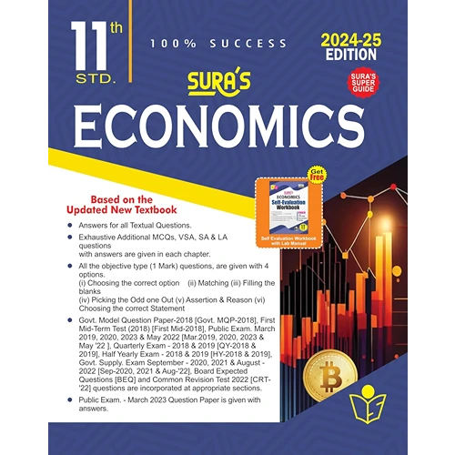 SURA`S 11th Standard Economics Exam Guide in English Medium 2024-25