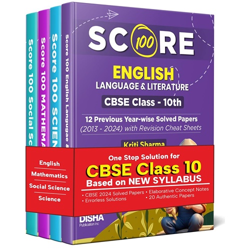 Combo (set of 4 Books) Score 100 Science, Mathematics (Standard), English Language & Literature & Social Science CBSE Class 10th