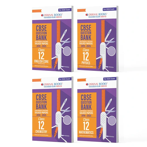 Oswaal CBSE Question Bank Class 12 Set of 4 Books 2025-26 (English Core, Physics, Chemistry & Mathematics)
