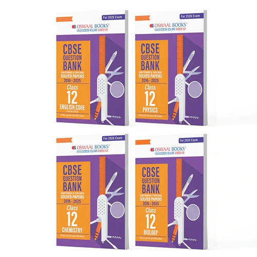 Oswaal CBSE Question Bank Class 12 Set of 4 Books 2025-26 (English Core, Physics, Chemistry, Biology)