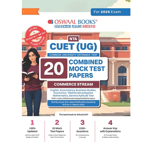 Oswaal NTA CUET (UG) 20 Combined Mock Test Papers Commerce Stream (English, Maths, Accountancy, Economics, Business, General Aptitude) For 2025 Exam