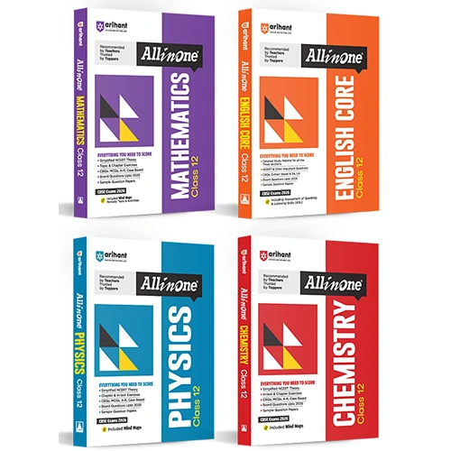 All In One Combo Class 12th Physics, Chemistry, Mathematics, English Core for CBSE Exam 2025-26 (Set of 4 Books)