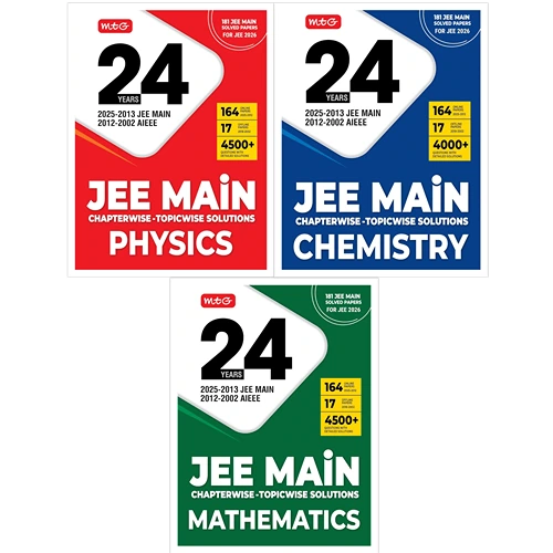 MTG 24 Years JEE MAIN (2025-2002) Chapterwise Topicwise Previous Years Solved Papers Physics, Chemistry & Mathematics (Set of 3 Books) PYQ Book For 2026 Exam