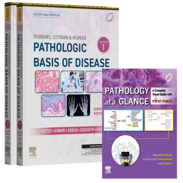 Robbins, Cotran and Kumar Pathologic Basis of Disease 11th With Pathology at a Glance (2 Vol Set) South Asia Editon 2025