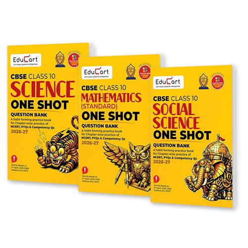 Educart One Shot CBSE Class 10 Question Bank 2026-27 Bundle Science Maths and Social Science for Board Exam 2027